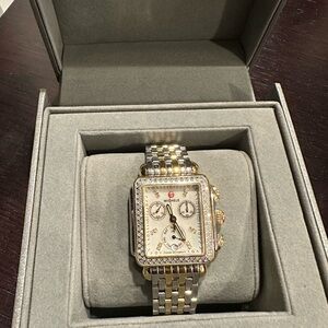 Michele Silver and Gold Watch with Diamond Details